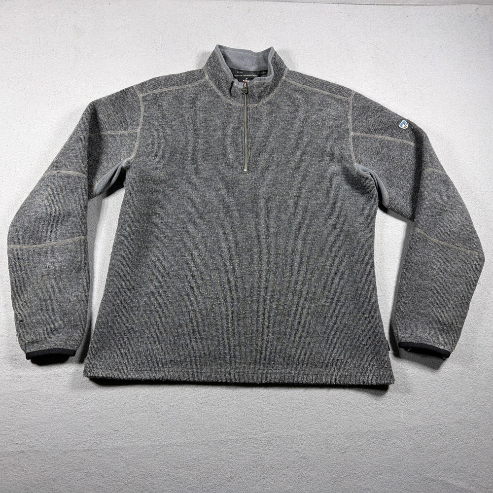 Kuhl THERMOKORE Sweater Mens XL Gray 1/4 Zip Wool‎ Blend Knit Thermal Pullover